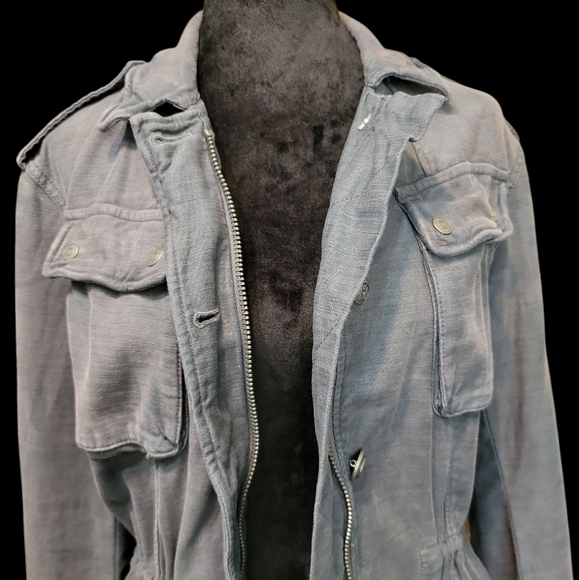 Free People Dark Gray NOT YOUR BROTHER'S Military Utility Jacket S - Picture 7 of 16